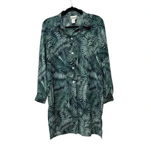 Coldwater Creek Tropical Leaf Flowing Sheer Tunic Duster medium